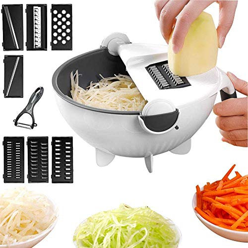 zaizai Trituratore, Mandolina, Affettatrice Professionale, Coltello da Cucina Multifunzione, Sicuro E Durevole, Senza BPA, Adatto per Verdura, Frutta E Formaggio