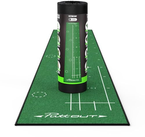 PuttOut Alfombrilla de Golf Grande, Unisex, Verde, 367cm x 67cm