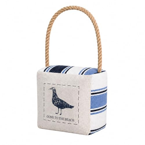 Türstopper Stoff, Türstopper Boden, 0.9 kg schwerer Türstopper Sack mit Sand gefüllt, mit Seilgriff, Seevogel-Motiv, Baumwoll-Canvas mit Leinenoptik für Wohnzimmer, Kinderzimmer, Flur, Büro