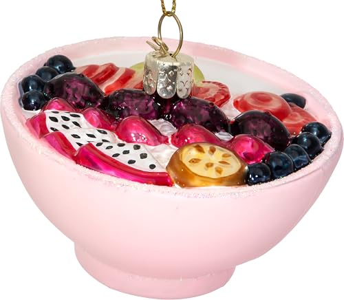 SIKORA Früchte Müsli Schüssel besondere Weihnachtskugel Glas Christbaumschmuck Deko Figur Weihnachten Anhänger Ornament - Trend Line - BS543