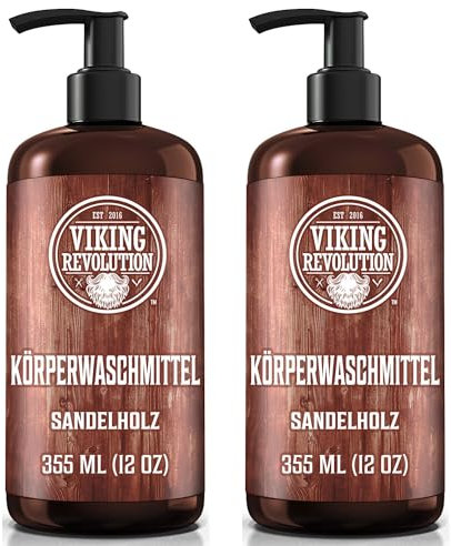 Viking Revolution Gel Doccia Uomo 355 ml (confezione da 2) - Gel Doccia Uomo al Sandalo, Naturale con Vitamina E e Olio di Rosmarino