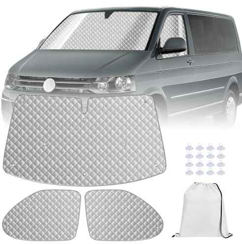 MaxEarn VW T5/T6 Internal Window Covers | 3-Piece Thermal Blind Set | Insulated Campervan Front Wrap with Blackout and UV Protection, for Windscreen and Side Windows in Summer and Winter