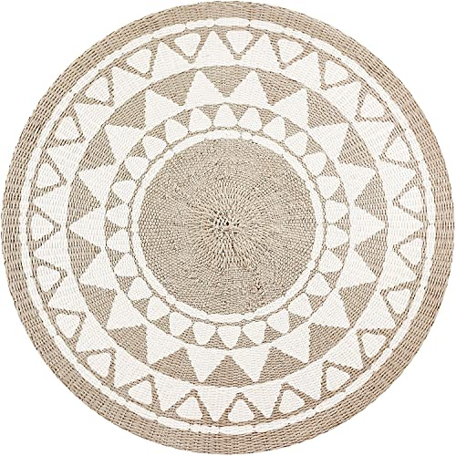 VINILIKO Design | Alfombra Vinílica Redonda Khamba Rattan [Diam] 100 cm - Antideslizante, Impermeable, Lavable - Varios Tamaños - Alfombra Vinilo Salón, Cocina