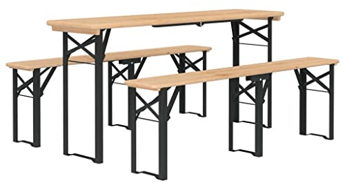 vidaXL Ensemble de Tables à bière Pliantes 3 pcs Bois Massif de Sapin
