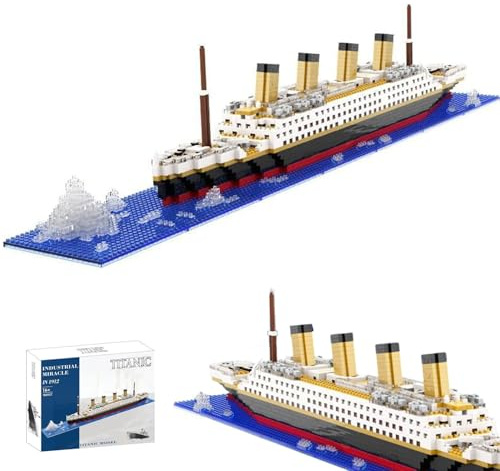Auspcers Technik Titanic Bausteine Bausatz, 1878 Klemmbausteine Kreuzfahrtschiff Modell Bausatz, DIY Nano Micro Building Blocks Spielzeug, Geschenk für Erwachsene und Jugendliche