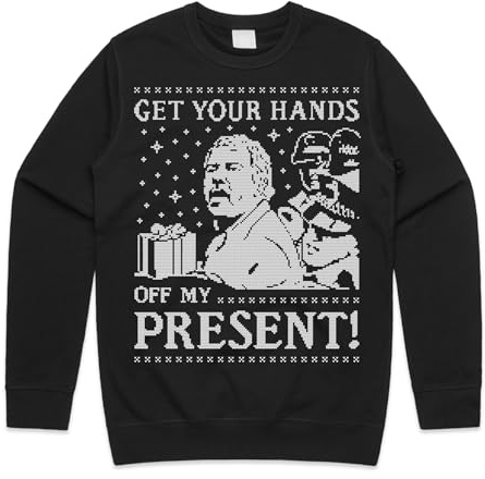 Sanfran Clothing Get Your Hands Off My Present Top Christmas Xmas Funny Democracy Manifest Gift Meme Jumper Sweater