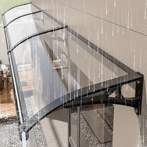 Window Awning Door Canopy Exterior, Awnings For Doors Polycarbonate, Outdoor Roof Terrace Canopies, Modern Aluminum Bracket Front Door Canopy, UV Rain Snow Protection Garden Awning. ( Color : Clear ,