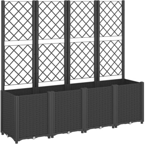 vidaXL Jardinera con Enrejado PP Negro 160x40x140 cm
