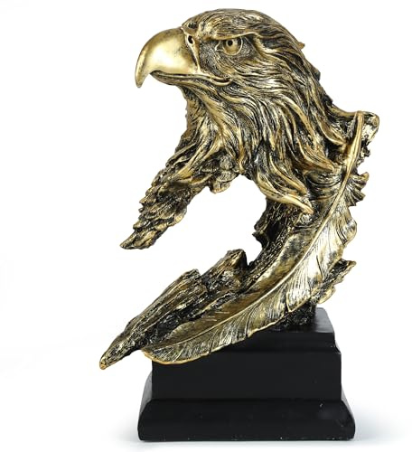 H&W Goldener Weißkopfseeadler Figuren - Das Nationalemblem der USA - Harzstatue Dekoration für Zuhause/Arbeitszimmer/Wohnzimmer, tolle Sammlerfiguren, bestes Geschenk für den Mann, Golden (HH17-D4)