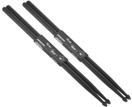 PATIKIL 2 Paar Nylon Drumstick 7A Schlagzeug Sticks Kunststoff Anti-Rutsch-Griff Trommelstöcke für Erwachsene Elektronische Drums Musikinstrument Percussion Schwarz, 16