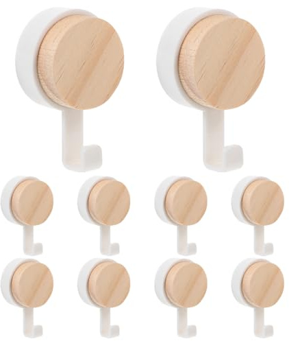 OFFSCH Selbstklebende Holzhaken 10 Stück Wandhaken Für Die Wand Kleiderhaken Und Taschenhaken Zum Aufhängen Von Mänteln Hüten Handtüchern Badezimmer Schlafzimmer Küche