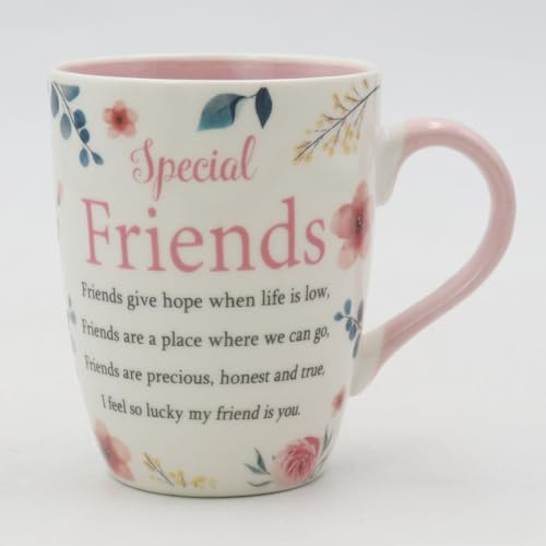 Bone China Mug - Floral Sentimental Verse for Special Friends - Quality Cup for Birthday, Christmas & Best Friends