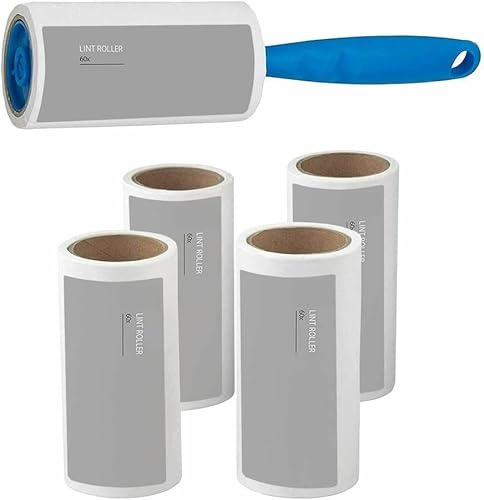 Tomsey 10x LINT Remover Roller ROLLS Sticky Hair Cloth Fluff DUST PET HAIR Clothes Clean - 2 Lint Rollers 8 Sticky Replacement Heads - 600 Sheets Total.