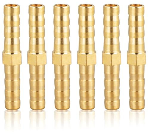 Raccord de tuyau 6mm en laiton, 6PCS - Raccord droit à barbes en laiton (1/4)}