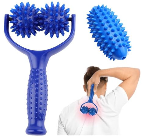 Masajeador de bolas de masaje, rodillo de masaje intercambiable con 3 bolas de masaje de erizos, masajeador Fascia Ball, rodillo de automasaje, adecuado para dolores musculares en piernas, hombros,