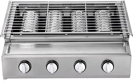 Barbecue a gas naturale, senza fumo, da tavolo, rimovibile, per campeggio, feste, barbecue con contenitore per l'olio, per cortile, terrazza, balcone, 58 x 40 x 20 cm