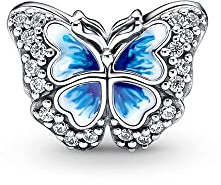 Wedanor Damen Blauer Schmetterling Charm Anhänger für Armband 925 Sterling Silber Geburtsstein Charms Beads passend für Armband