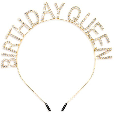 Qianyu Geburtstagskrone, Happy Birthday Tiara Geburtstag Glitzer Strass Stirnband Gold Geburtstagskönigin Haarband Mädchen Kopfschmuck Haarschmuck Dekorationen für Frauen Mädchen Karneval Halloween | Geburtstag Glitzer Strass Stirnband, Geburtstagskönigin Haarband, Mädchen Kopfschmuck, Haarschmuck Dekorationen