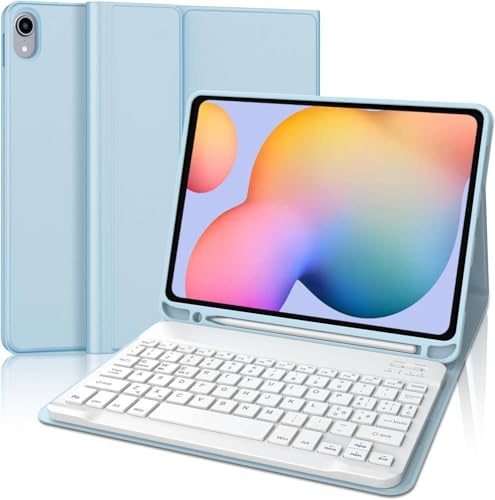 WINCHKING Funda con Teclado para Samsung Galaxy Tab S6 Lite 10.4 2024/2022/2020, Funda con Teclado para Samsung Galaxy S6 Lite, Inalámbrico Bluetooth Magnético Keyboard, QWERTY Español Ñ, Himmelblau