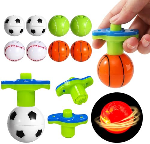 8 peonzas para niños de cumpleaños, giroscopio LED con asas, se puede utilizar como obsequio de fiesta, relleno, relleno de piñata, regalo divertido, recompensa para el aula