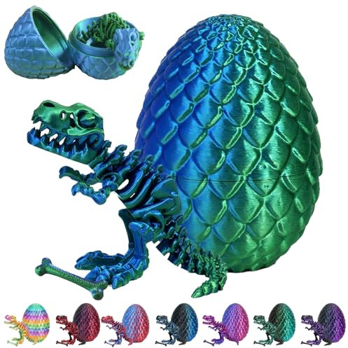 CWENDANER 3D Gedrucktes Drachenei Geheimnisvolle Drachen Spielzeug Realistische Realistische Beweglicher Drachen Figuren Überraschung Easter Dracheneier Wohnkultur (blaugrün)