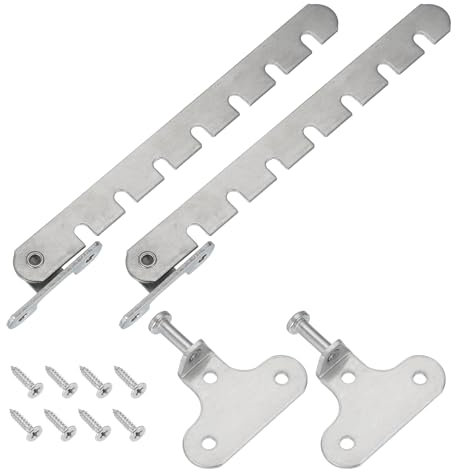 sourcing map Window Restrictor Latch Window Safety Lock Stopper, Limit Stay Adjustable Casement Window Limiter with 7 Slots for Inward Opening Window, Silver Tone (2 Set, 35mm)