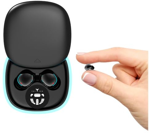 Xmenha Mini Écouteurs de Sommeil Écouteurs Oreillette Invisible Sommeil Waterproof étanche Sport Confortable en Anti Bruit avec Micro & Réduction du Bruit Léger à Porter Contrôle d'appuyer de Toucher