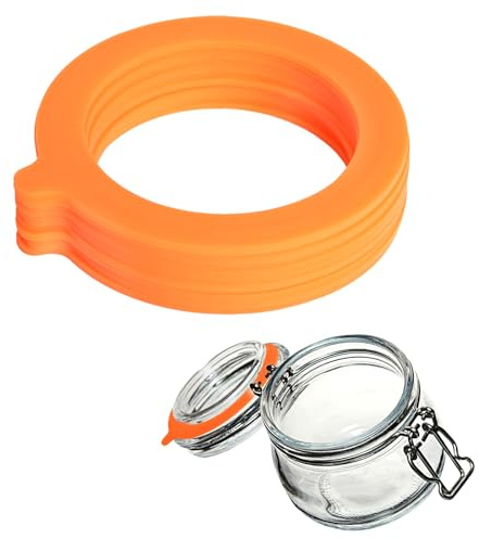 Set med 12 silikontätningar för burkar, reservtätningar, silikonmaterial, 70 x 95 mm, återanvändbar, flexibel, lämplig för standardkaliberglasburkar, murarburkar (orange)