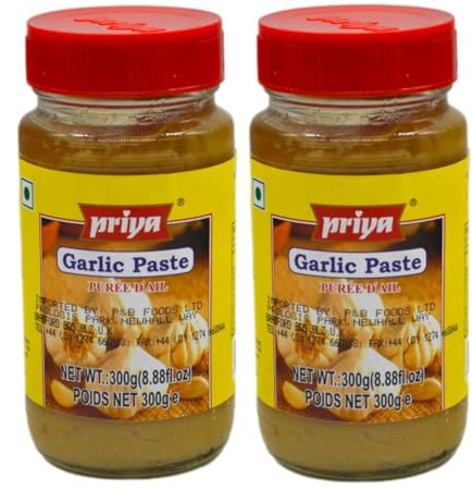Priyaa Garlic & Ginger Paste 300g (Pack of 2) | Authentic Indian Cooking Paste | Ready-to-Use | Fresh, Flavorful & Convenient