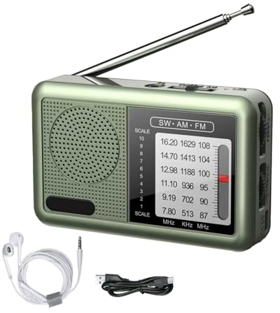 Radio Am FM, Radios de Mesa con Auriculares, Radio Portátil Pequeña, Batería Recargable, para Auriculares para Regalos de Ancianos para Viajes Al Aire Libre