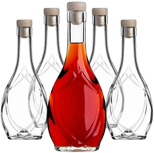 KADAX Botellas de vidrio vacías de 250 ml, 50 unidades, botellas de licor con corcho, botellas para llenar licor, vino y licor, botellas decorativas, botellas de vino de cristal
