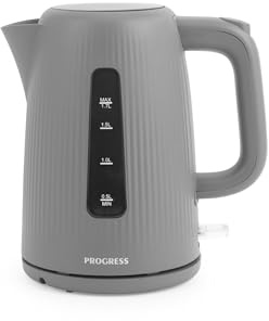 Bollitore Elettrico Progress Mellow – 1,7 L, Filtro Anticalcare Rimovibile, Base Girevole a 360°, Indicatore del Livello dell'Acqua, Beccuccio per un Versamento Facile, 2200W