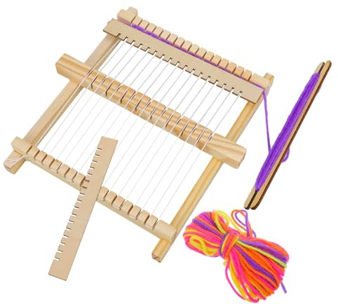 AUTSUPPL Handgefertigter Holz Webstuhl Für Kinder Selbstgemacht Webrahmen Kreativ Vielseitig Bastelset Für Modische Accessoires