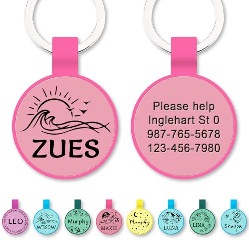 Targhetta Identificativa Personalizzata per Cani e Gatti | Realizzata in Silicone Morbido, Resistente e Silenzioso | Testo a Incisione Laser | Design Creativo e Adorabile | Fucsia