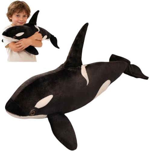 Generisch Orca Kuscheltier, Süße Wal Plüschtiere, Simulation Killerwal Plüsch Spielzeug, Meerestiere Tiere Geschenk für Kinder, Mädchen und Jungen (75 cm)