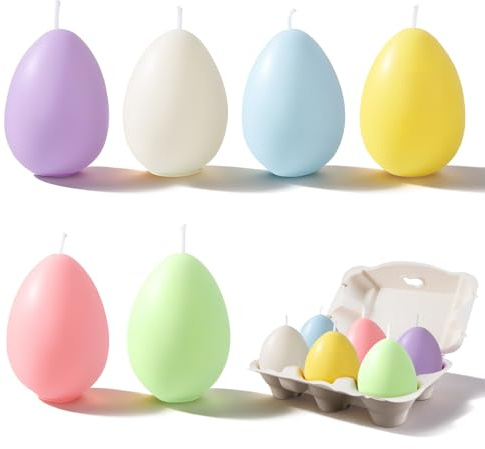 6 Piezas Velas de Huevos de Pascua, ZoneYan Velas de Pascua, Decoraciones de Huevos, Velas Decorativas