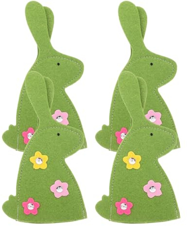 Ciieeo 4 Pezzi Copri-uova Pasquali Non Tessuto a Forma di Coniglio, Set da 4 Pezzi, Sacchetti Porta Uova Riutilizzabili per Decorazioni di Pasqua e Feste Familiari