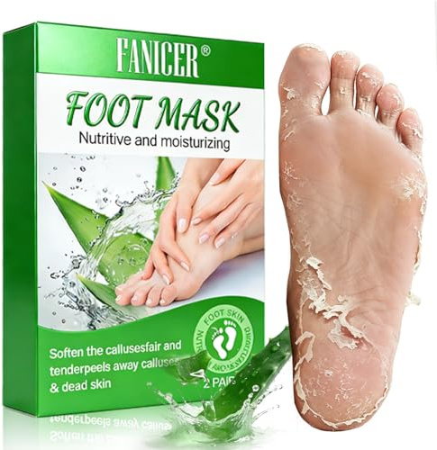 2 Pares Exfoliante Pies, Calcetines Hidratantes para Piess, Máscara Pies Peeling, Para Pie Secos, Hidrata Y Nutre, Piess Suaves y Renovados, Apta para Mujeres y Hombres(Aloe Vera)