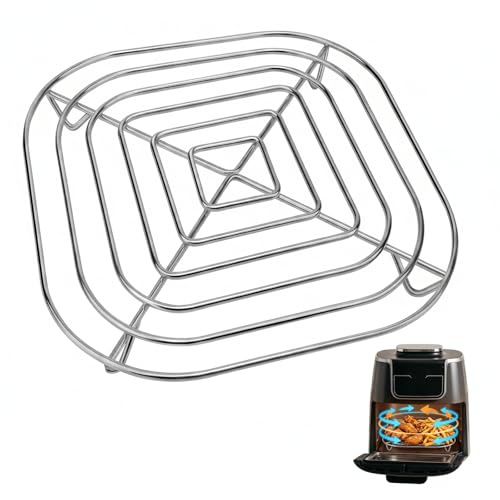 YAXIAO Rejilla air Fryer Para Ninja Crispi Air Fryer FN101 20×20×2 cm Airfryer Partes 304 Acero Inoxidable Estante para Crujientes para Ninja CRISPi FN101 Lavavajillas Cocina (Plata)