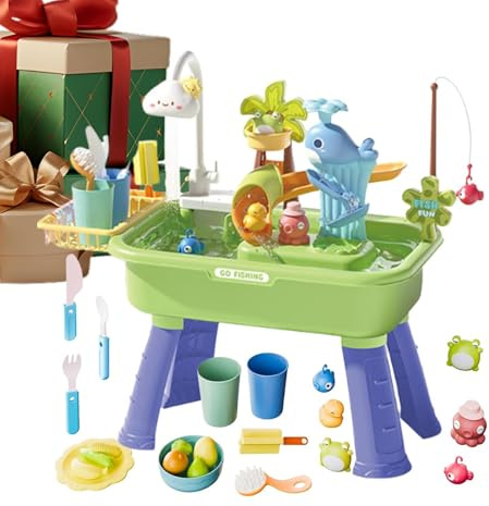 Canigegui Water Table, Wasserspieltisch Für Kinder Mit Pumpe, Spielbecken Mit Fließendem Wasser, Wasserbahn Kinder Draußen Für Jungens Und Mädchen Im Alter Von 4–8 Jahren, Hinterhof, Hof, Außenpool