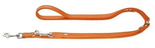 HUNTER Cannes Verstellbare Hundeführleine | Nappaleder, weich, edel, elegant, 15/200, orange