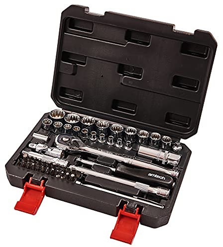Amtech I0635 52 Piece 1/4 and 3/8 12 Point Socket Set