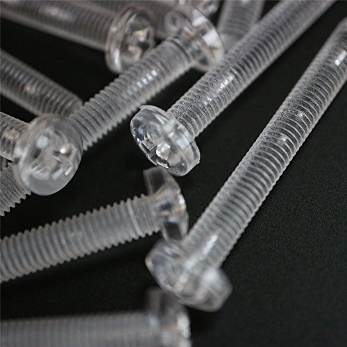60er-Paket durchsichtige, klare M4 x 40mm Bolzen & Muttern mit Linsenkopf und Kreuzschlitz – Schrauben aus Plastik, Acryl, Kunststoff