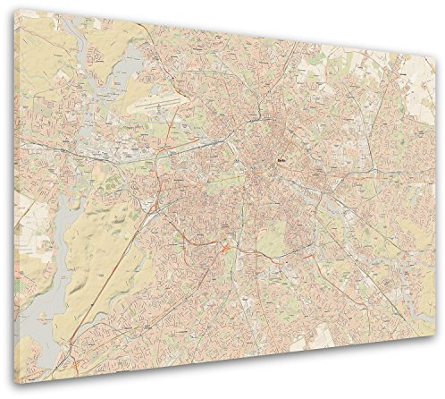 Berlin Stadtplan, 150 x 100 cm, gedruckt auf Leinwand und fertig aufgespannt auf einen Keilrahmen