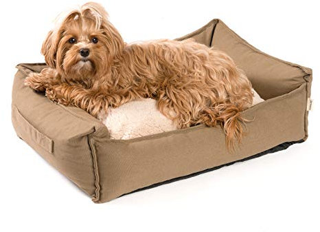 JAMAXX orthopädisches Hundebett - Memory Schaumstoff, Waschbar Wendekissen - Hundekissen mit Lammfell - Hundekorb Hundekörbchen Abnehmbarem Bezug Reissverschluss, PDB2008 (M) 65x50 Coffee-braun