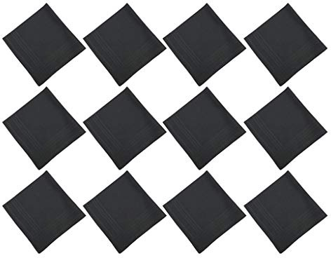 joyMerit 12 pcs Herren Taschentücher Stoff Stofftaschentücher aus Baumwolle - Schwarz, 43 x 43 cm