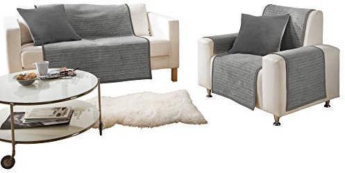 Erwin Müller Sessel- und Sofaschoner Rimini Baumwollmischung grau Größe 100x200 cm