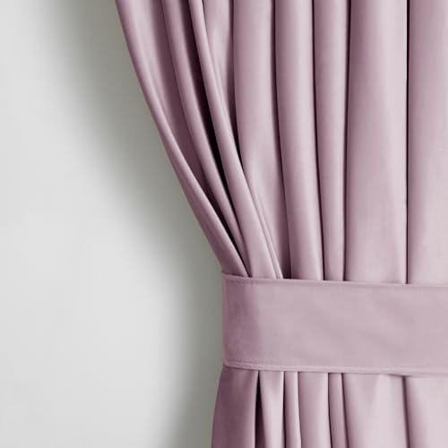AmeliaHome Cortina de Aspecto Aterciopelado, 140 x 245 cm, Rosa pálido, 1 Unidad Cortina de paños con Ojales, Aterciopelada, Cortina Opaca para Ventana, Ligera, Brillante, Decorativa
