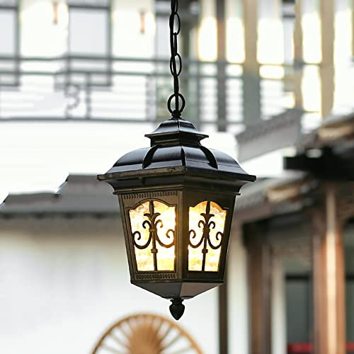 Retro Outdoor Pendant Lights Antique Pendant Waterproof IP55 Hanging Lamp Height Adjustable E27 Metal Hanging Lamp Path Lighting Garden Balcony Courtyard Pavilion Frame Hanging Lights Φ14 * 29CM