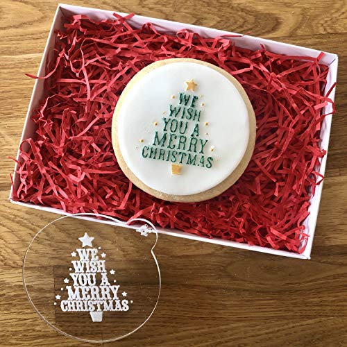 LissieLou We Wish You A Merry Christmas Cookie Embosser Christmas Theme Icing Fondant Stamp - Clear